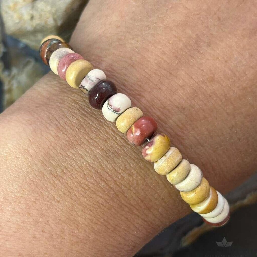 Sterling Silver Mokaite Jasper Beads 8" Bracelet For Women